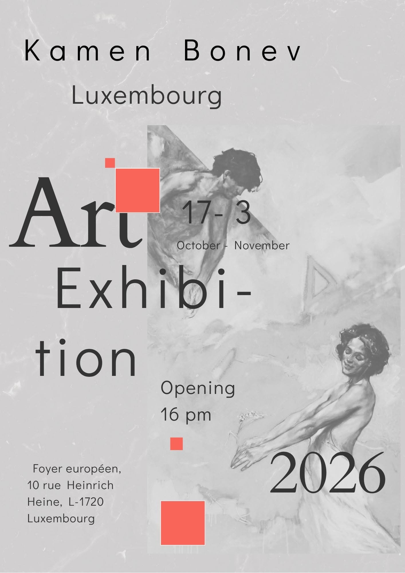 Read more about the article Solo Exhibition and Masterclass, Luxembourg, 17 October -3 November 2026